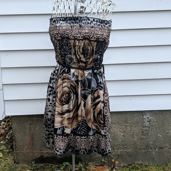 Carolina USA strapless rose print & leopard dress - Picture 3 of 4